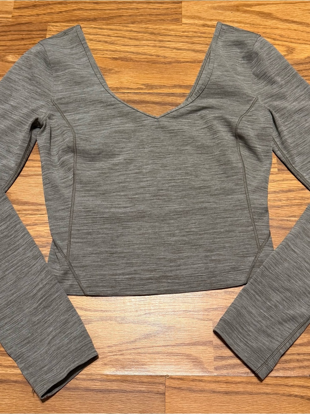 Lululemon Align Long Sleeve Top Heathered Heritage Rover Gray Size 4 Nulu Crop